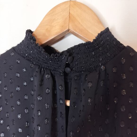 Express Black Chiffon Tiered Mini Dress Long Sheer Sleeve - Picture 12 of 13